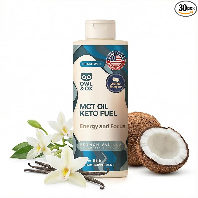 MCT Oil Blend – Vanilla | Keto-Friendly Liquid for Energy & Focus | Dairy-Free, Sugar-Free, Gluten-Free, Vegan | 30 Servings