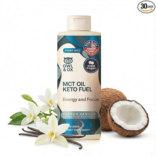MCT Oil Blend – Vanilla | Keto-Friendly Liquid for Energy & Focus | Dairy-Free, Sugar-Free, Gluten-Free, Vegan | 30 Servings
