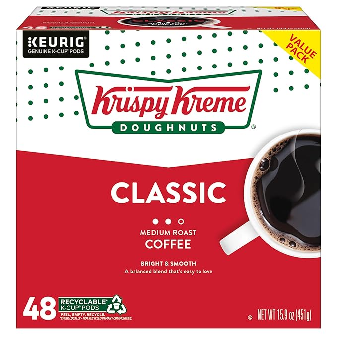 Krispy Kreme Doughnuts Classic, Keurig Single Serve K-Cup Pods, Medium Roast Coffee 48 Count