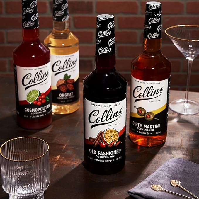 Collins Orgeat Syrup, Almond Syrup for Coffee, Tiki Drinks and Mai Tais, Cocktail Mixer with Floral Notes, 32 Ounces, Set of 1