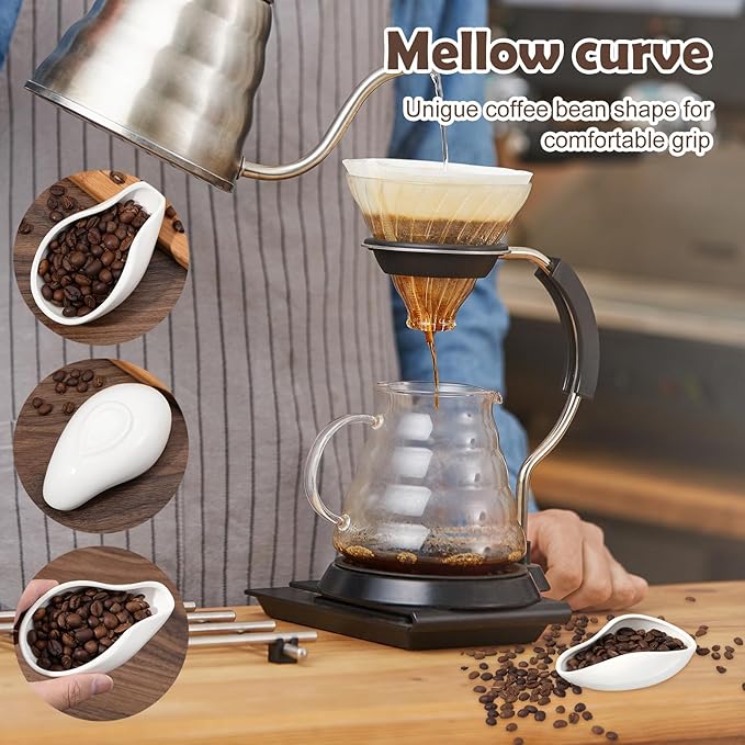 White Coffee Bean Dosing Cup, Multi-Use Coffee Bean Weighing Container Precision Measuring Spoon for Espresso, Coffees Beans, Tea & Nuts (White)