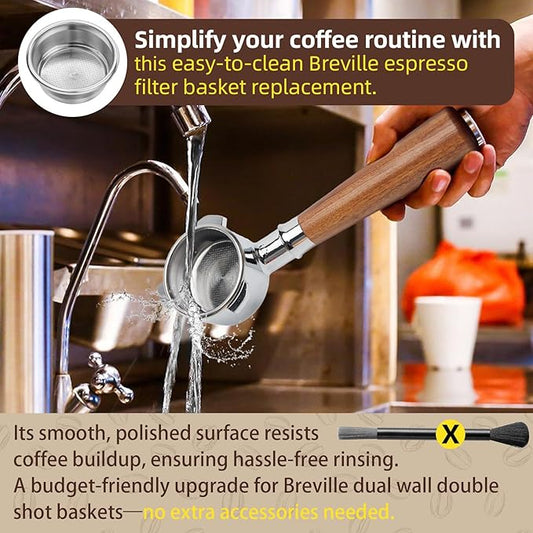 Replacement Dual Wall Filter Basket 54mm 2 Cup, Compatible with Breville Espresso Machines (BES860XL/11.41) - Double Shot Portafilter Accessories