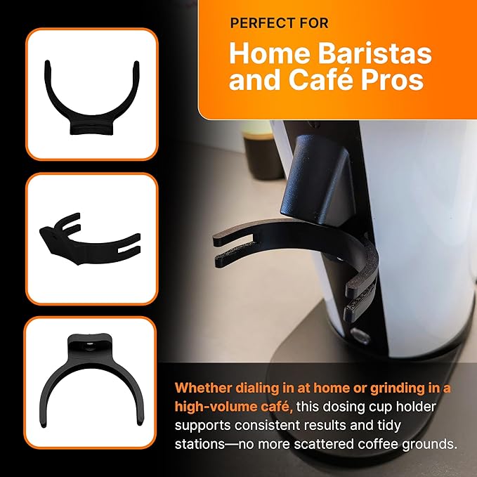 SplashNcolor Dosing Cup Holder for DF64 Gen 1 & 2 – Espresso Accessories – Compatible with 58mm Dosing Cups – Secure Fit, Minimal Spillage, Easy Installation – ABS Material - Black (1 Pack)