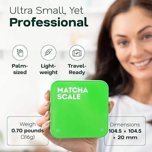 Matcha Scale – 0.1g Precision USB-C Rechargeable Digital Scale for Weighing Matcha Powder | Perfect add-on to Any Matcha Set | LED Display, Timer, Tare
