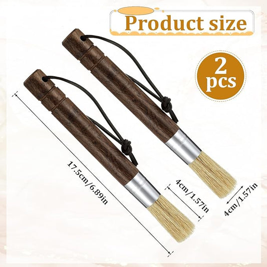 Coffee Grinder Cleaning Brush with Natural Walnut Wood Handle, 2 Pack Espresso Machine Brush with Wooden Handle and Black Boar Bristle Coffee Bar Accessories Coffees Brushs for Barista Home Kitchen
