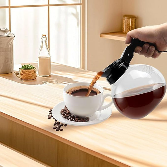 1.8L Glass Coffee Pot, Coffee Server Heat Proof Coffee Carafe High Borosilicate Glass Pitcher for Brewing & Serving, Clear Coffee Decanter for Outdoor Travel Picnics