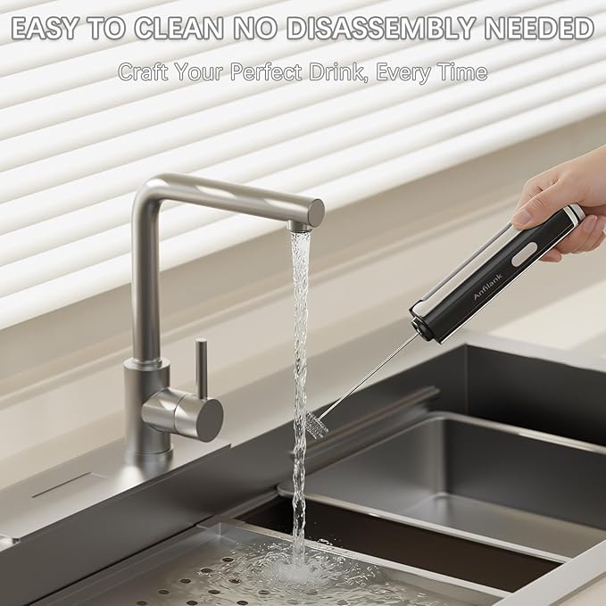 Handheld Milk Frother Wand, Rechargeable Electric Whisk with 3 Speeds & 3 Stainless Heads, Milk Foam Maker with Stand for Latte, Cappuccino, Hot Chocolate, Egg