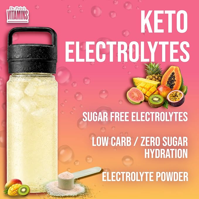 Dr. Price’s Electrolytes Powder Bulk – Tropical, 90 Servings | Sugar Free Hydration Drink Mix with 72+ Trace Minerals, Manganese | Keto Electrolytes | Vegan, Doctor-Formulated, Made in USA