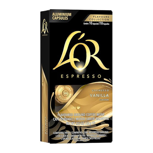 L'OR Espresso Capsules, 10 Count Vanilla, Single-Serve Aluminum Coffee Capsules Compatible with the L'OR BARISTA System & *Nespresso Original Machines, 10 Count (Pack of 1)