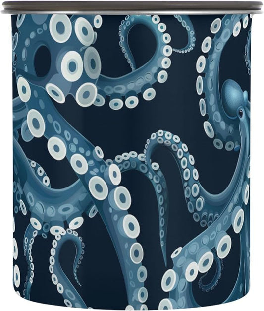 ALAZA Octopus Tentacles Airtight Coffee Bean Canister 500ml Food Storage Containers with Lids For Gournd, Tea, Sugar, Flour, Rice, Cereal, Candy Cookie Jar