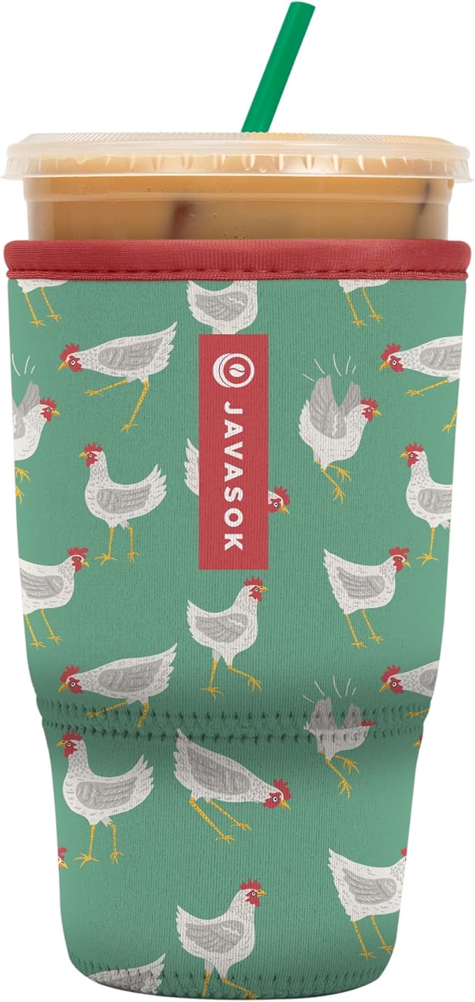 Sok It JavaSok Iced Coffee & Cold Soda Insulated Neoprene Cup Sleeve (Flew The Coop, Large: 30-32oz)