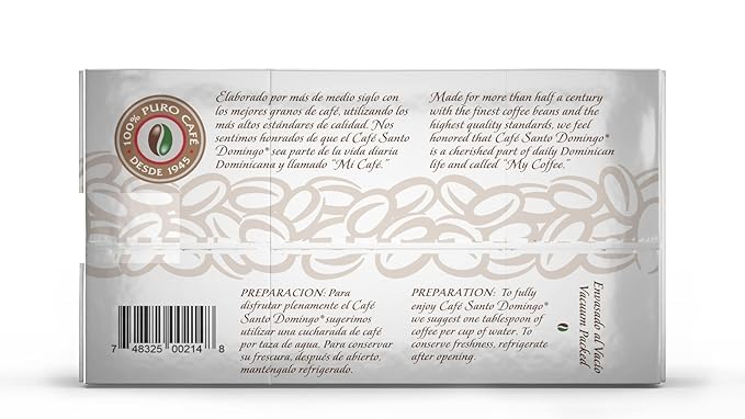 Café Santo Domingo Espresso, 10 oz Vacuum Bag, Ground Coffee, Dark Roast - Product from the Dominican Republic (Pack of 4)