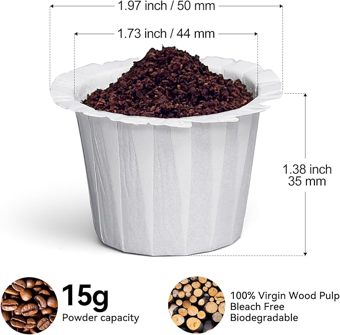100 Count Fanativita K Cup Coffee Filters Disposable for Keurig Single Cup, Compatible with All Reusable K Cups (White)