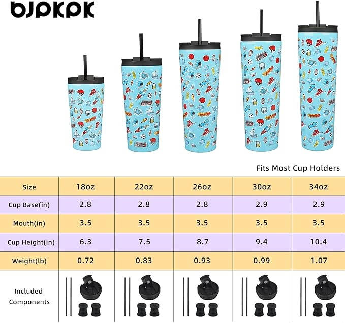 BJPKPK 26oz Insulated Tumbler With lid And Straw Stainless Steel Tumblers Travel Coffee Mug Reusable Thermal Cup,Playground