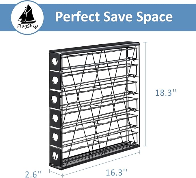 FlagShip 6-Tier Coffee Pod Holder for K Cup - 48 Capsule Max Capacity Metal Rack, Ultra-Efficient Corner Storage Space Saving Design