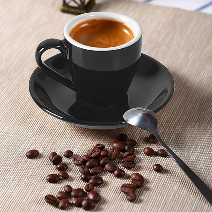 ionEgg Porcelain Espresso Cup with Saucer, Espresso shot Cup, 80ml/2.7Oz, Black…