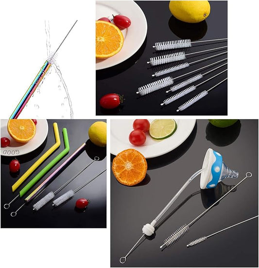 Long Straw Brush, Nylon Pipe Tube Cleaner 8-ihch 10 Different Diameters Set of 10
