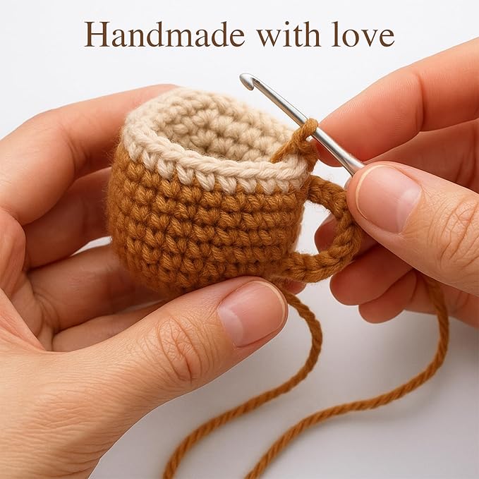 Valentine's Day Gifts for Her Him Women Men Girlfriend Boyfriend Birthday Gifts, Positive Crochet Coffee Cup Desk Decor, Cute Small Coffee Lover Gift for Best Friend Couple Wife Husband