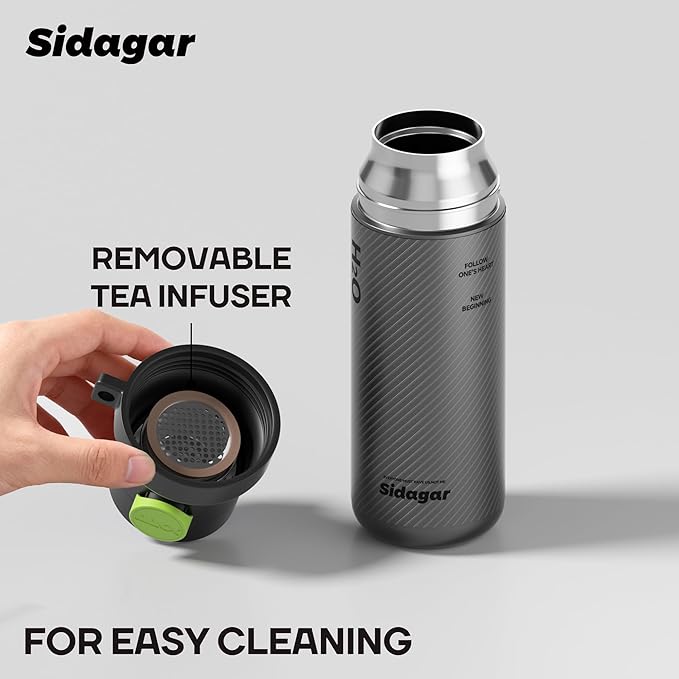 18 oz Insulated Water Bottle, Stainless Steel Travel Mug with Lid, Double Wall Vacuum Sports Water Bottle, BPA Free, Leak-Proof, Fits in Car Cup Holder, Great for Men Kid School, Silver