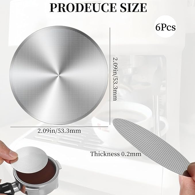 4 Pack 53.3mm Espresso Puck Screen, Reusable Coffee Filter Screen for B reville Portafilter, Stainless Steel 0.2mm Ultra-Thin Portafilter Filter Screen,Compatible with Espresso Machine