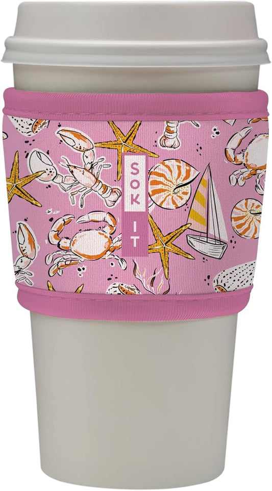 Sok It HotSok Coffee & Tea Reusable Insulated Neoprene Cup Sleeve (Tidal Treasures)