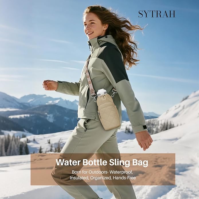 Water Bottle Bag Crossbody，Insulated Water Bottle Purse Crossbody Water Bottle Holder with Strap 40 oz
