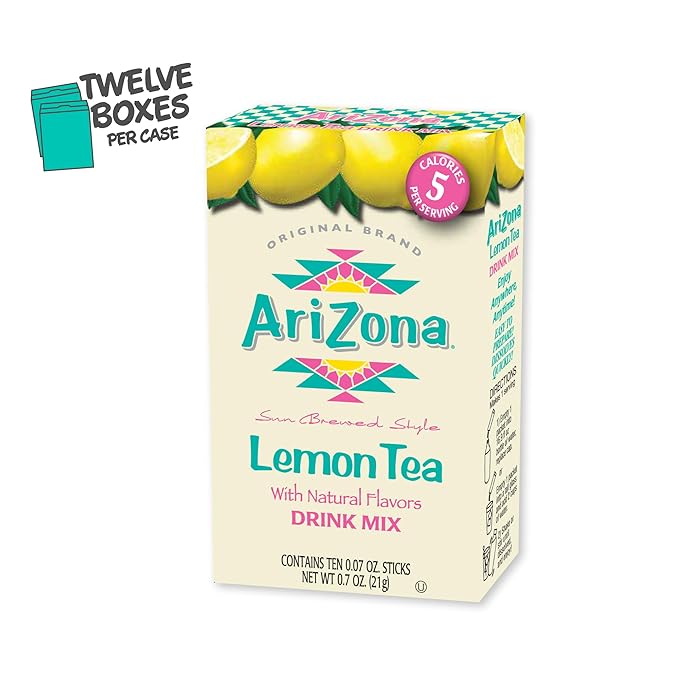 AriZona Lemon Tea - On-the-Go Powdered Drink Mix, 0.07oz 120 Count - 10ct Boxes (Pack of 12)