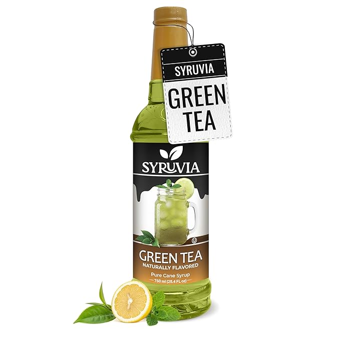 Syruvia Green Tea Flavored Syrup for Drinks, Cocktails, Lemonades, Iced Teas and Desserts – 25.4 fl oz