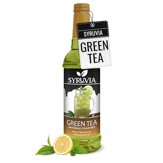 Syruvia Green Tea Flavored Syrup for Drinks, Cocktails, Lemonades, Iced Teas and Desserts – 25.4 fl oz