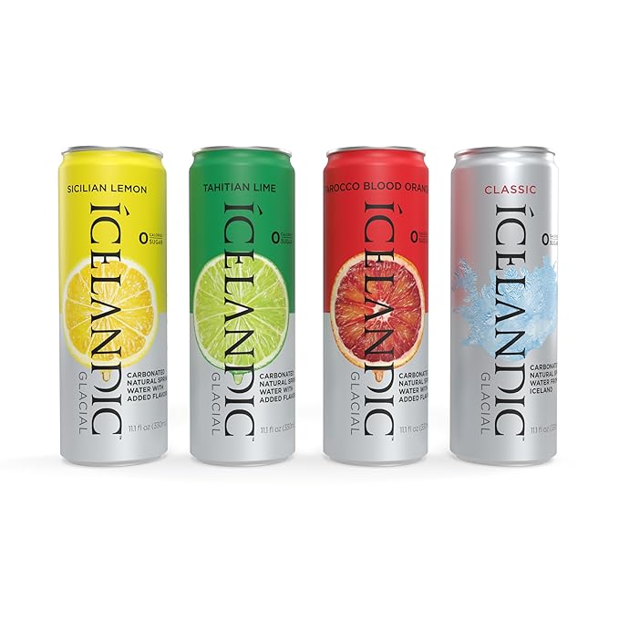 Icelandic Glacial Sparkling Water, Sicilian Lemon, 330 ml / 11.1 Fl Oz Cans (Pack of 10)