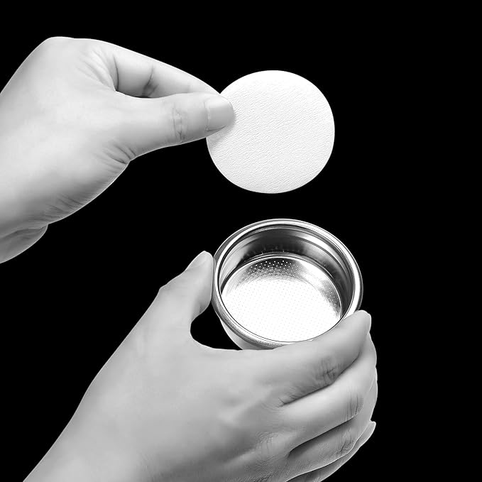 Normcore 53mm Espresso Paper Filters with Storage Tube, Replacement Filter Packs, Paper Coffee Filter Compatible with 54mm Portafilters Baskets - 200 Sheets