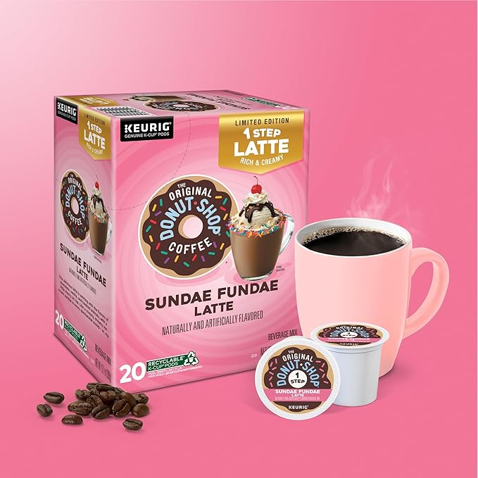 The Original Donut Shop Sundae Fundae One Step Latte, Keurig Single Serve K-Cup Pods, 20 Count (Pack of 2)