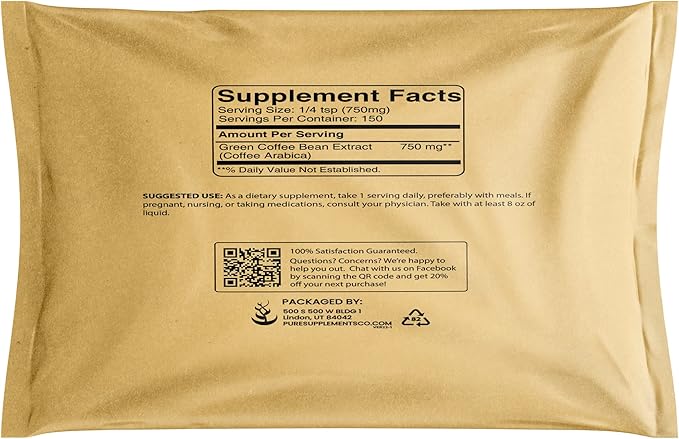Pure Original Ingredients Green Coffee Bean Extract (4oz) Unroasted Coffee Extract, Gluten-Free