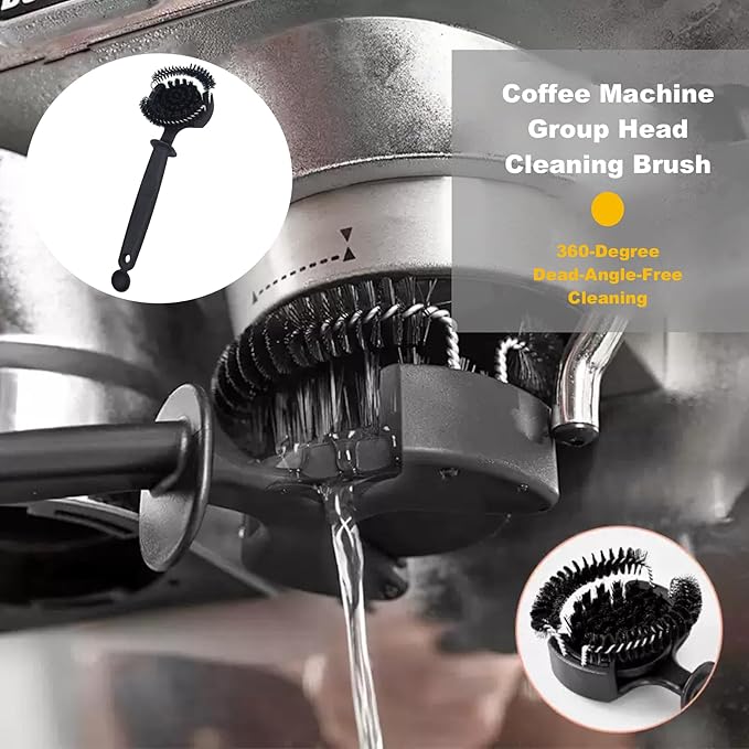 GCFTIFF Espresso Coffee Machine Cleaning Brush Set,Group Head Cleaning Brush,Coffee Portafilter Cleaning Brush,360°Nylon Bristle,Effectively Cleaning, Barista Cleaning Tools,58MM