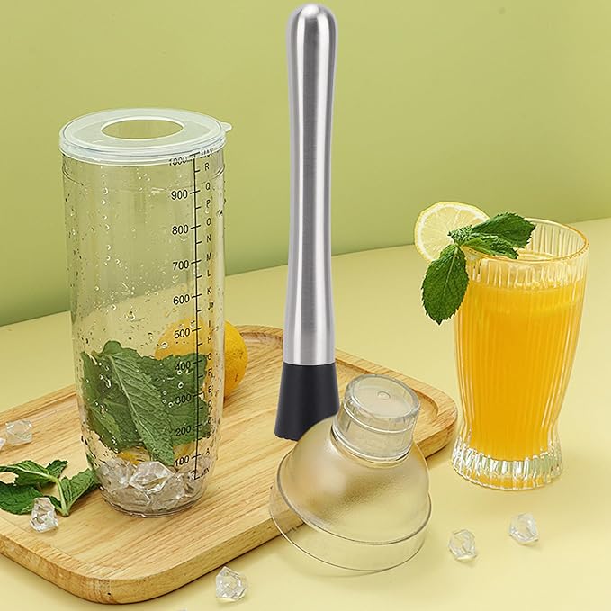 4 Pack Muddlers for Cocktail 304 Stainless Steel Fruit Crusher 9.8" Long Ice Crusher for Bar Party and Home