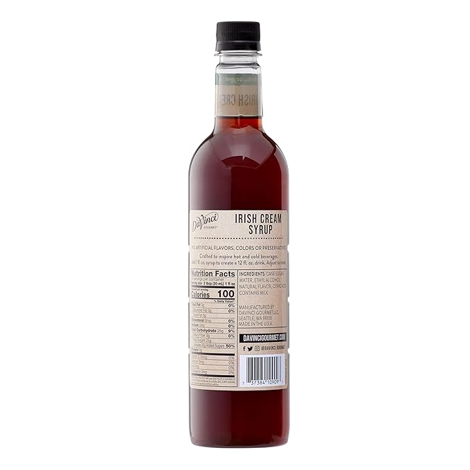 DaVinci Gourmet Naturals Irish Cream Syrup, 25.4 Fluid Ounce (Pack of 1)