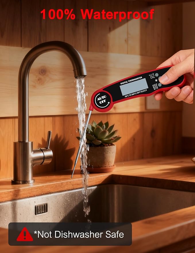 Olwaiy Meat Thermometer Digital, Instant Read Food Thermometer for Cooking Grill BBQ Fryer, Waterproof & Backlit Display Digital Meat Thermometer - Kitchen Gadgets, Turkey Thermometer
