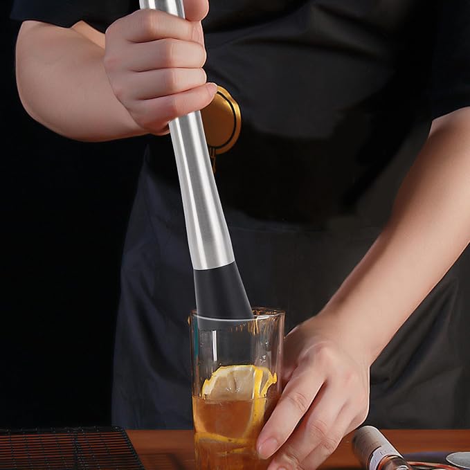 4 Pack Muddlers for Cocktail 304 Stainless Steel Fruit Crusher 8.3" Long Ice Crusher for Bar Party and Home