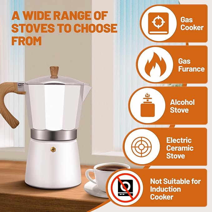 DITOSH 9 Cup Aluminum Espresso Stovetop Moka Pot Express Coffee Maker Percolator Italian Classic Mocha Coffee Machine for Italian and Cuban Cafe Brewing for Home & Camping 450ml 15oz