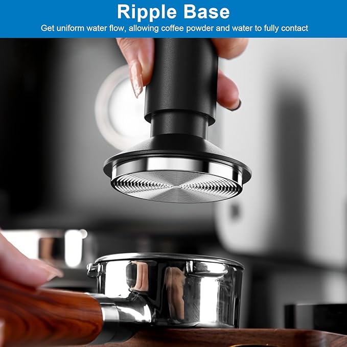 XIXUBX 58.35mm Espresso Tamper & Magnetic WDT Tool, Barista Cofee Tamper with Spring Loaded, Anodized Aluminum Alloy Handle, Stainless Steel Corrugated Base with Cover for Portafilter Basket