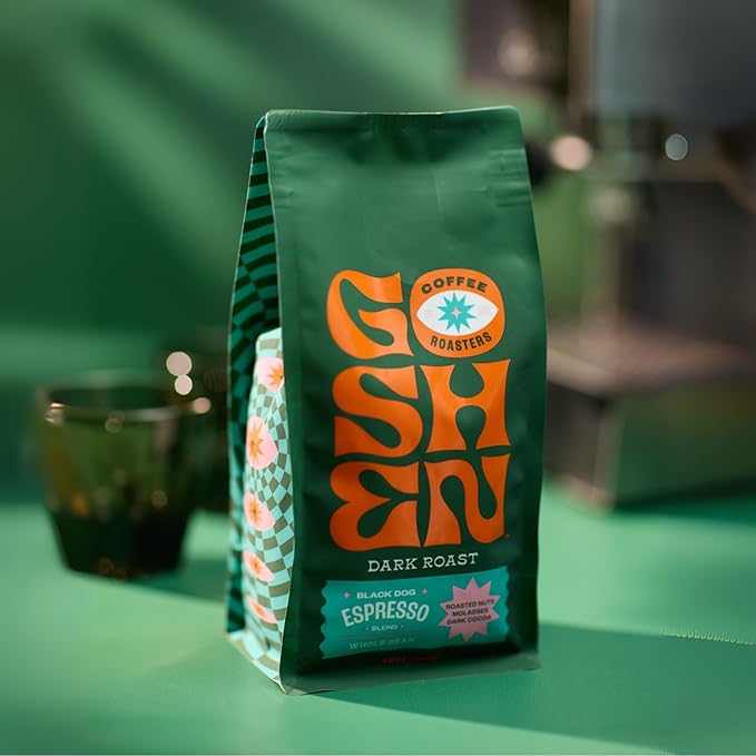 Goshen Coffee Roasters Ground Black Dog Espresso Blend | Dark Roast, Espresso or Brewed | Award-Winning, Natural and Washed | Roasted Nuts, Molasses, Dark Cocoa Flavors | 5 lb Bag