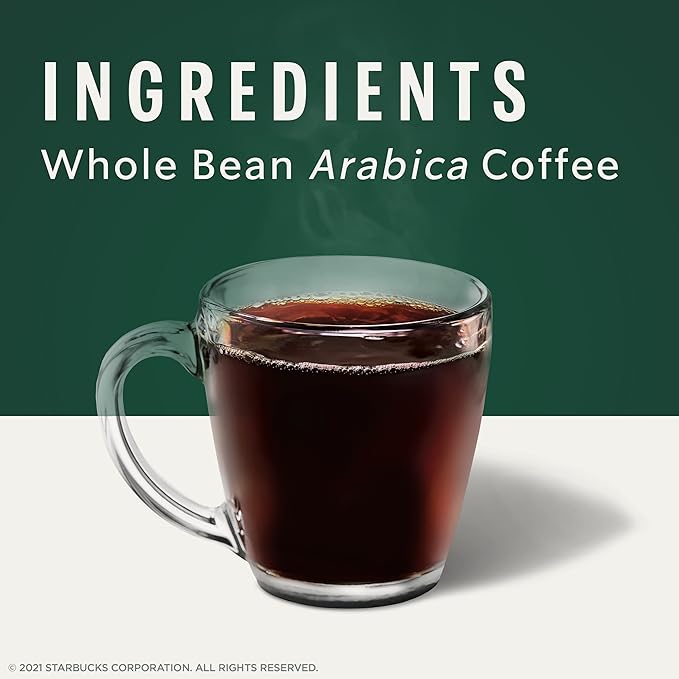 Starbucks Whole Coffee Beans, Dark Roast Hot or Iced Coffee, Espresso Roast, Six 12 oz Bags