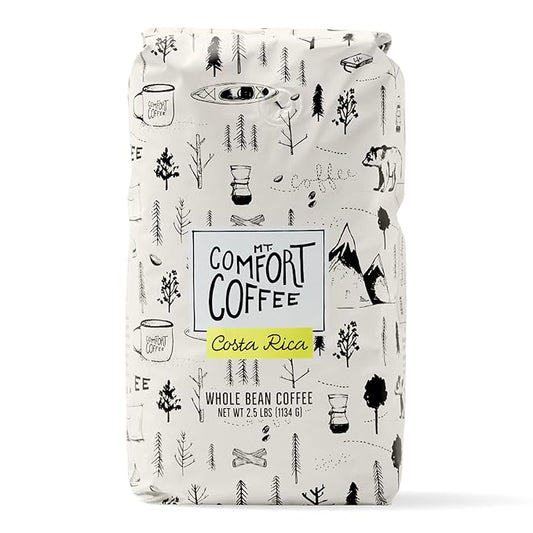 Mt. Comfort Coffee Costa Rica Medium Roast, 2.5lb - Sourced From Local, Costa Rican Coffee Farms - Roasted Whole Bean