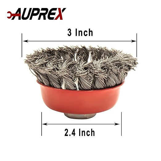 2 Pack Knotted Wire Cup Brush for Angle Grinders with 5/8 Inch | 11 UNC Threaded Arbor- 0.02 Inch Carbon Steel Wire for Rust,Corrosion,Paint Removal and Other Heavy-Duty Conditioning for Metals