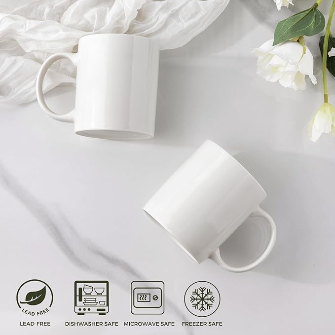 AmorArc 12oz Off White Coffee Mugs, Ceramic Coffee Mugs with Large Handle for Man, Woman, Light Weight Coffee Mugs Set for Latte/Cappuccino/Cocoa/Milk, Dishwasher & Microwave Safe, 36Pcs