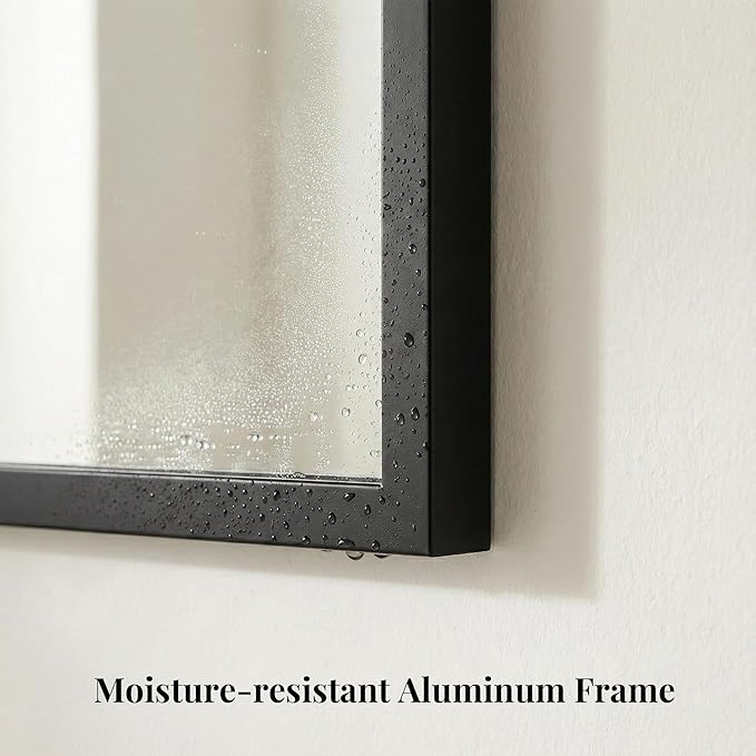 48''x30'' Black Bathroom Mirror, Large Metal Framed Vanity Mirror for Wall, 30x48 Horizontal Mirror Over Sink, Modern Farmhouse, Flush Mount