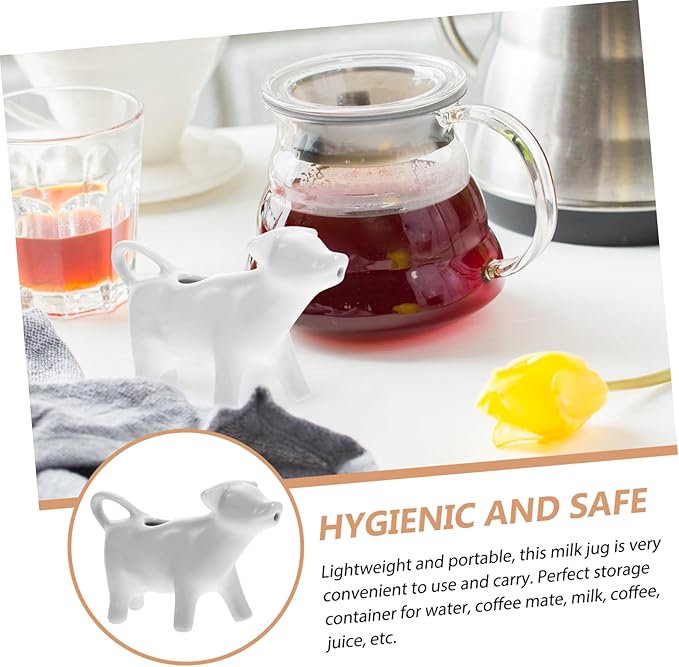 DECHOUS Ceramic Milk Jug Pull Flower Cup Coffee Syrup Espresso Frothing Pitcher Cream Pitcher Table Sauce Dispenser Steaming Cup Creamer Carafes Cow Ceramics Small Coffee
