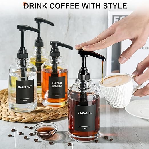 3Pack Coffee Syrup Pump, Compatible with Toran i, DaVinci, Jordans Skinny Syrups - Toran i Syrup Pump Dispenser Fits 25.4 Oz/750Ml Bottles, For Coffee Flavoring Syrups, Teas, Snow Cones, Smoothies