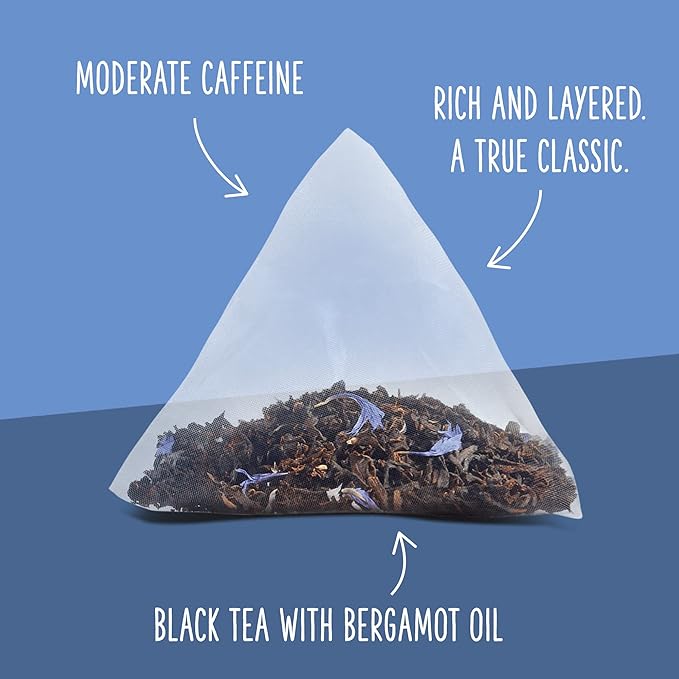 Two Leaves and a Bud Organic Earl Grey Tea Bags, Whole Leaf Caffeinated Black Tea in Compostable Sachets, Caffeinated Black Tea Flavored with Bergamot, Add Milk and Sugar, 100 Count (Pack of 1)