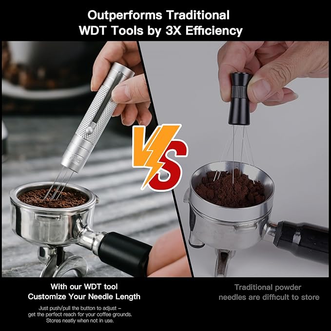 WDT Espresso Distribution Tool - Bincoo Espresso Stirrer Tool For Barista, espresso wdt tool with espresso stirrer (Silver)